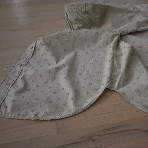 NWT Zara Women's Green Plumetis Oversized Blouse with Lace Trim - Picture 5 of 11